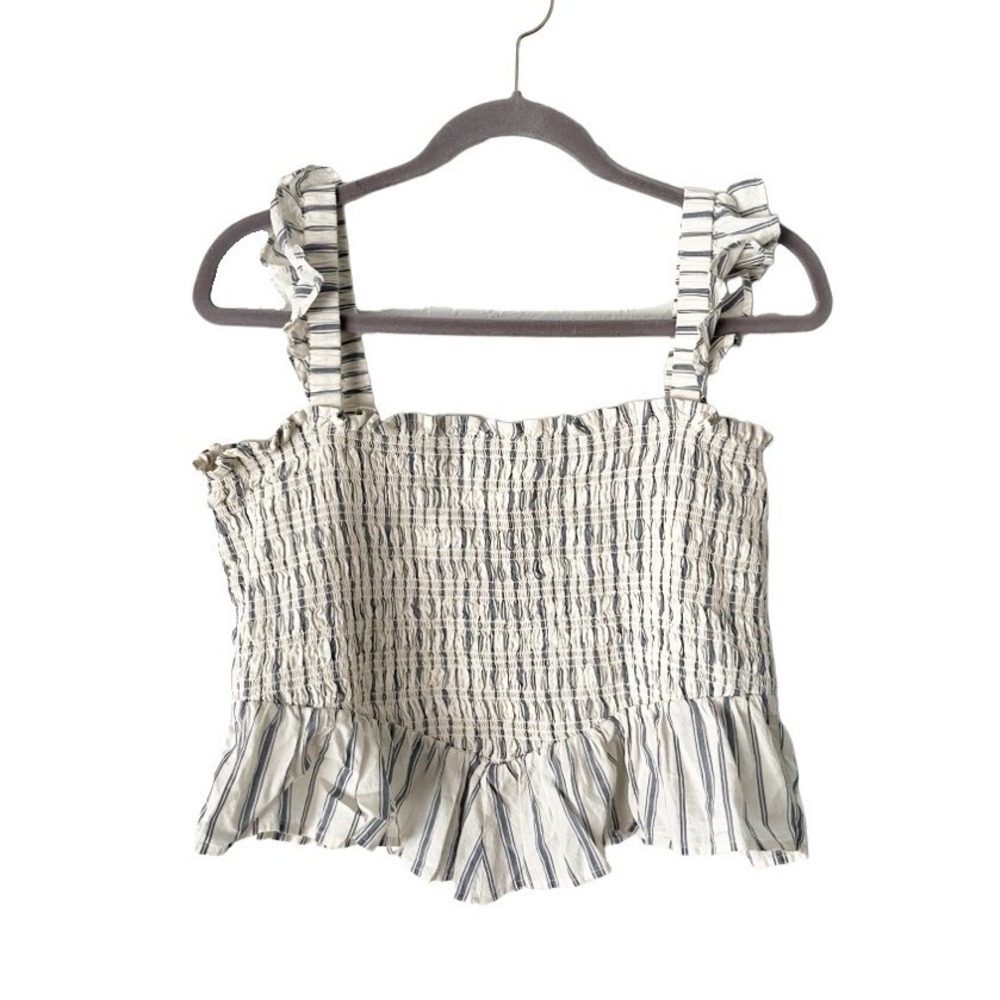 American Eagle AE Bella Smocked Crop Top Ruffle Tank Size XL Western Going Out